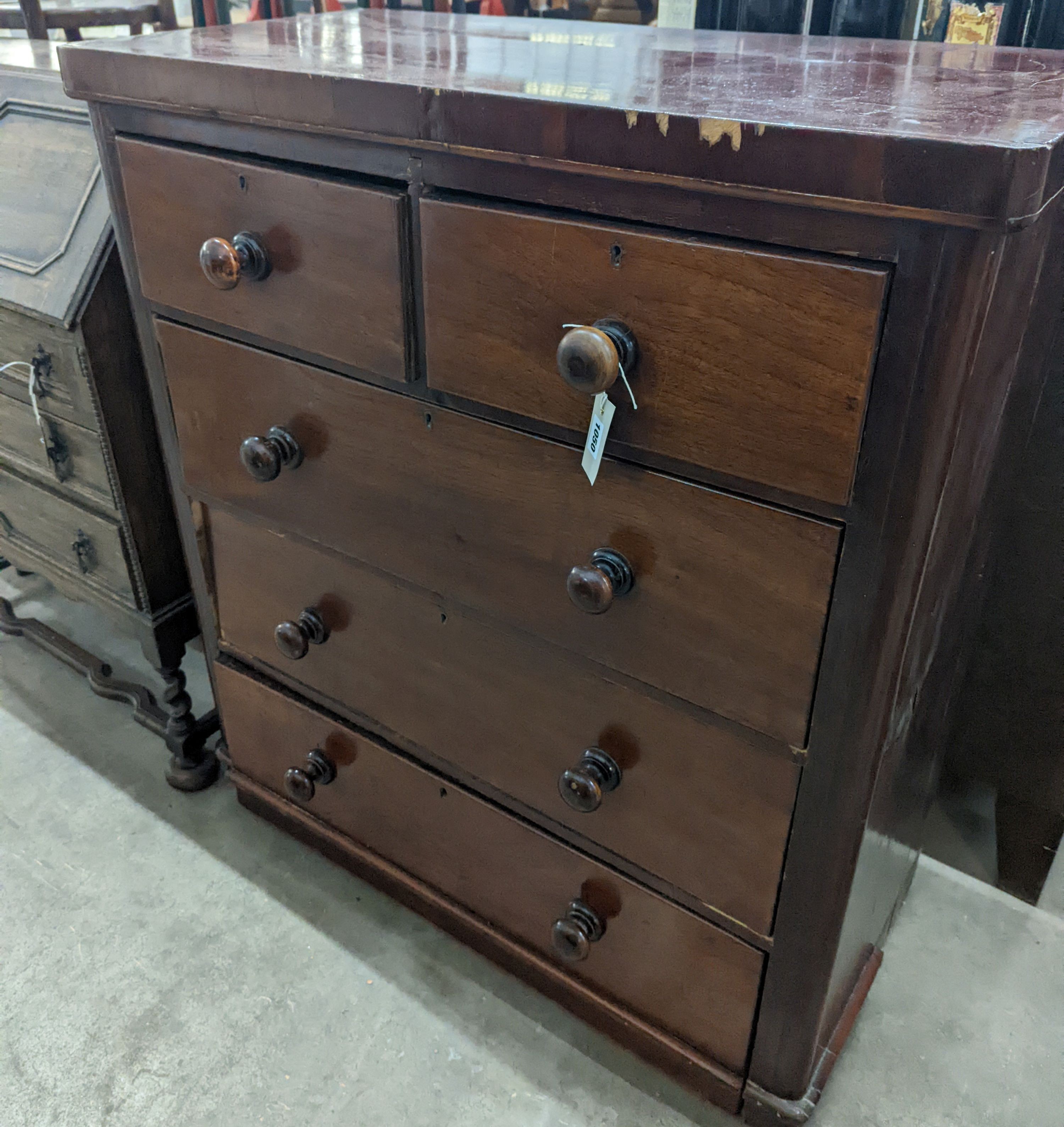 A Victorian mahogany chest, width 94cm, depth 46cm, height 106cm